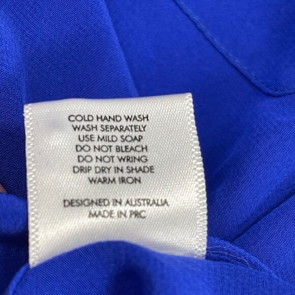 GINIA RTW  100% Silk Poppy Shirt in Cobalt - Size Small - NWT - Picture 8 of 8
